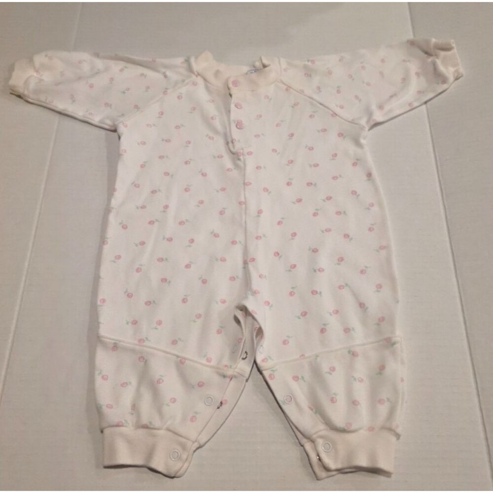 Vintage Mine Alone Basics Baby Bodysuit Pink Tulip Print Size 6 Months